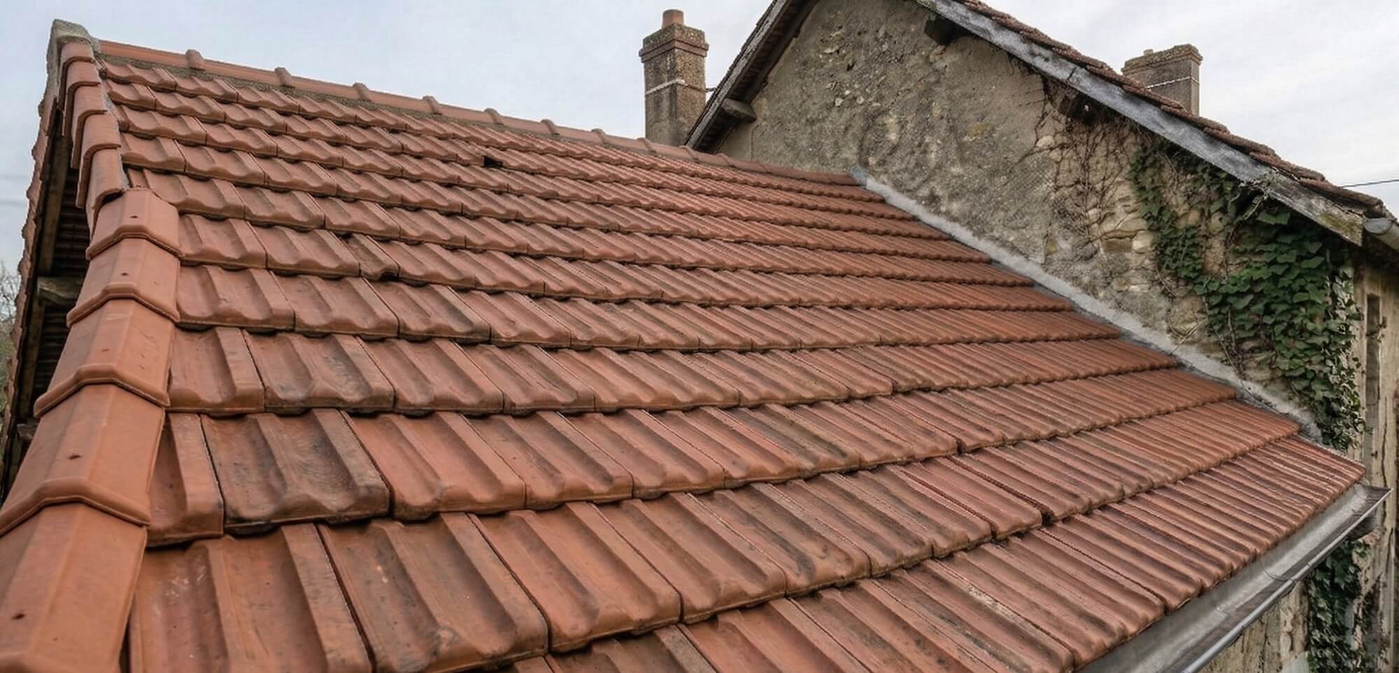 Toiture en tuiles propre et saine après nettoyage vapeur basse pression par Vapuris à Nancy